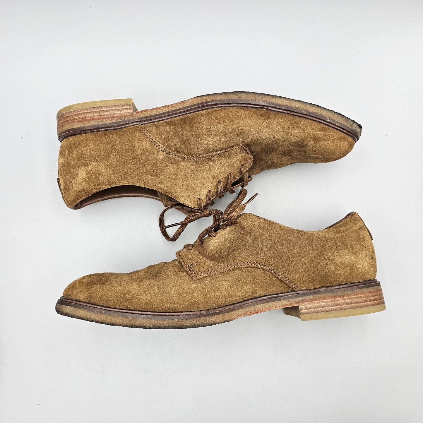 Clarks Men's Size 13 M Tan Suede Crepe Sole Casual Dress Oxfords READ
