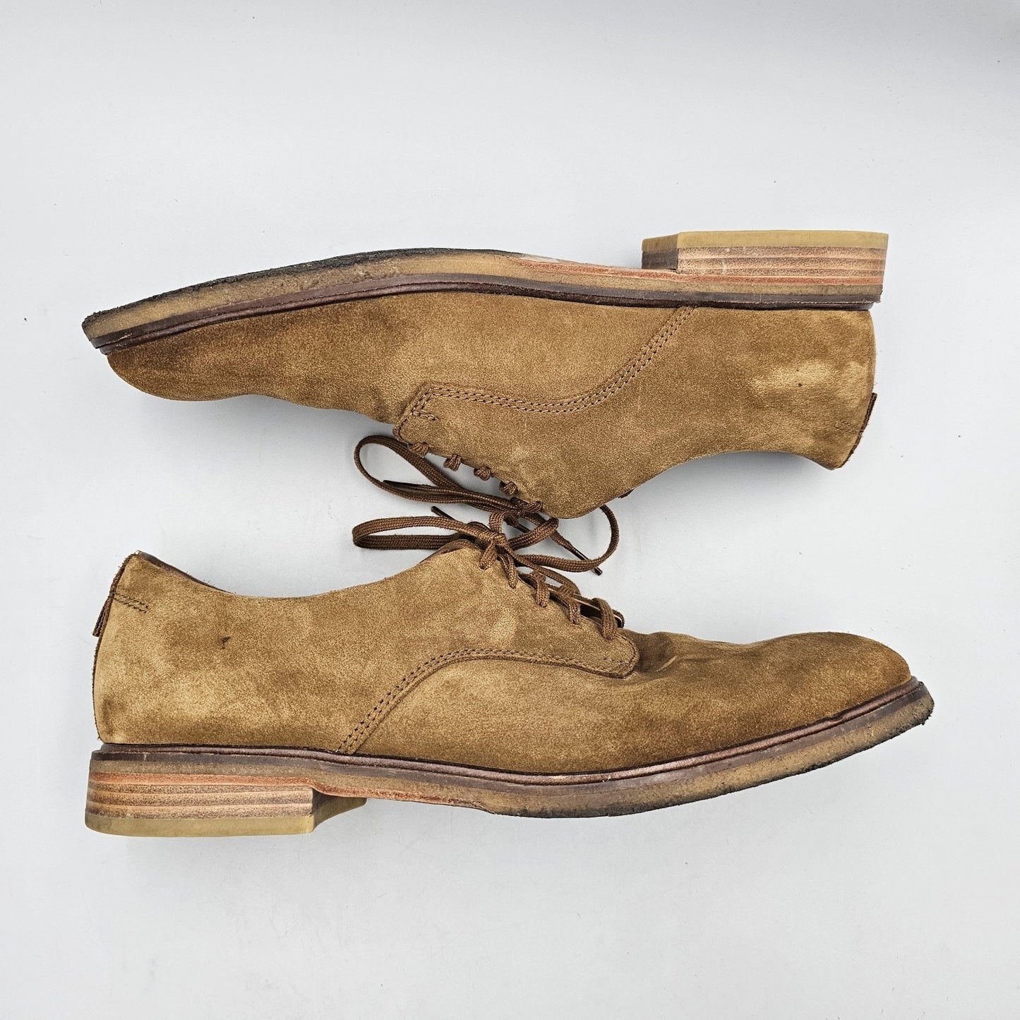 Clarks Men's Size 13 M Tan Suede Crepe Sole Casual Dress Oxfords READ