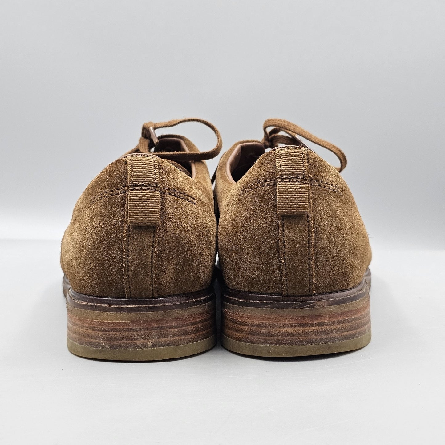 Clarks Men's Size 13 M Tan Suede Crepe Sole Casual Dress Oxfords READ