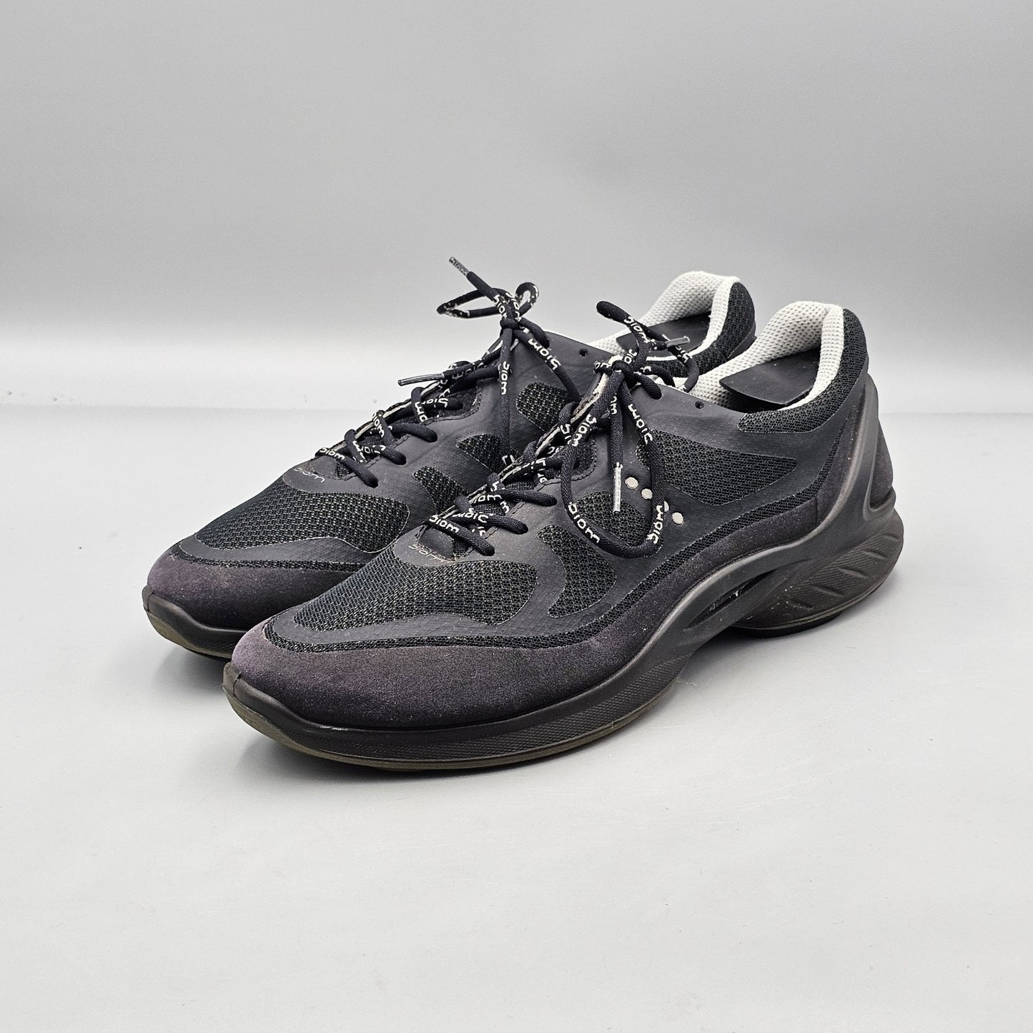 Ecco Men's Size 42 EU 8 US VGC Biom Fjuel Black Mesh & Suede Golf Sneakers Shoes