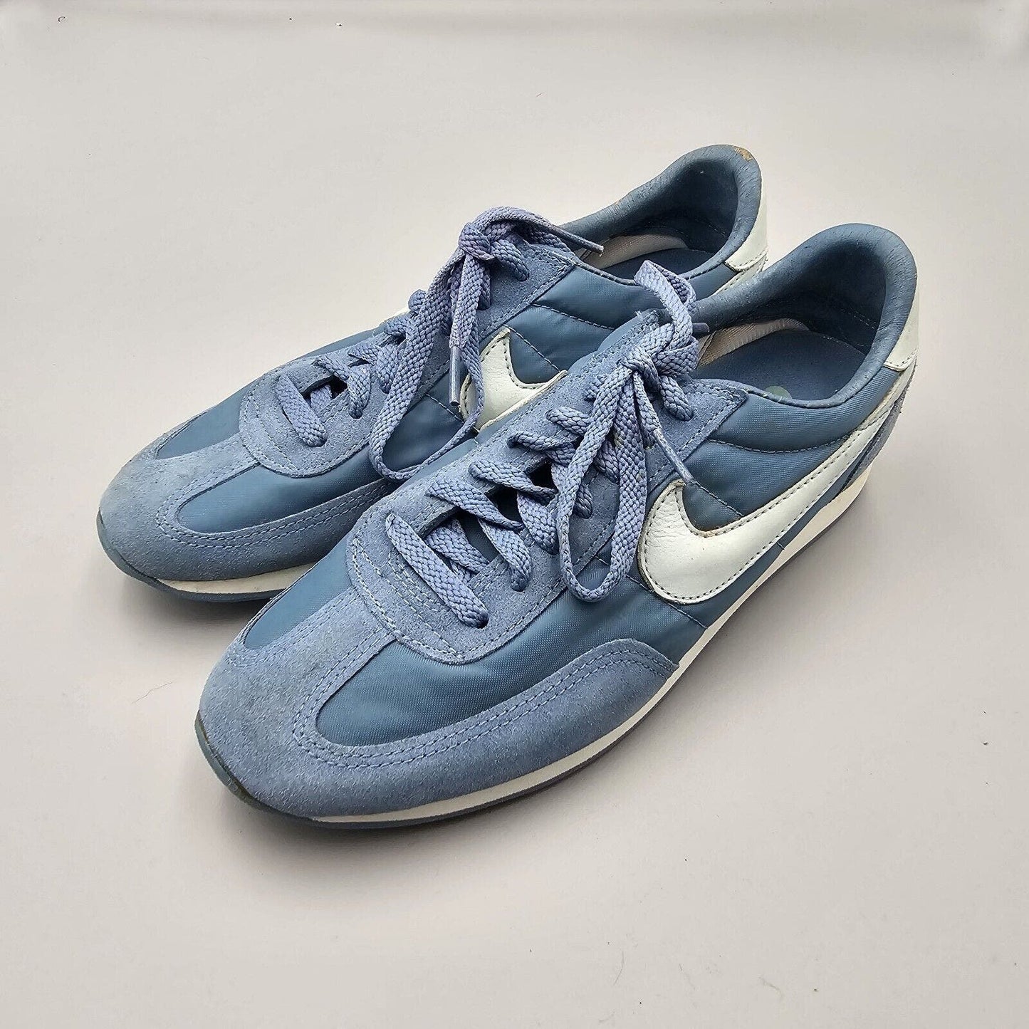 Rare Vintage 80’s Mens Size 8 Nike All Court Baby Blue Suede Canvas Tennis Shoes