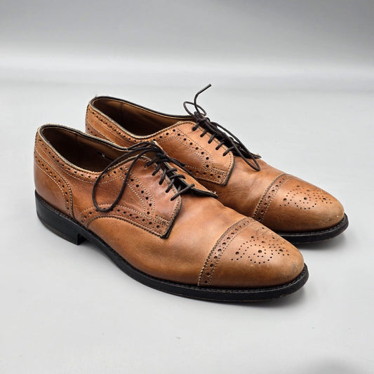 Allen Edmonds Men's Size 9 C Sanford Brown Cap Toe Brogue Oxford Dress Shoes