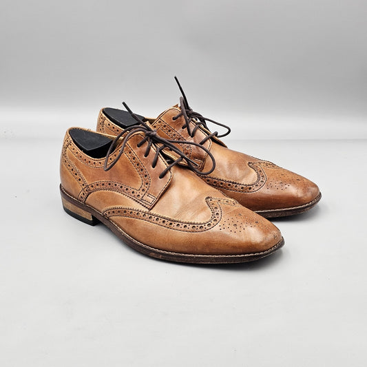 Cole Haan Men’s Size 8.5 Brown Leather NikeAir Sole Wingtip Brogue Oxfords READ