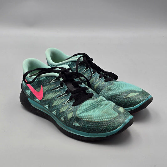 Nike Womens Size 8.5 US Free 5.0 Teal Athletic Lace Up Sneakers Shoes 642199-300