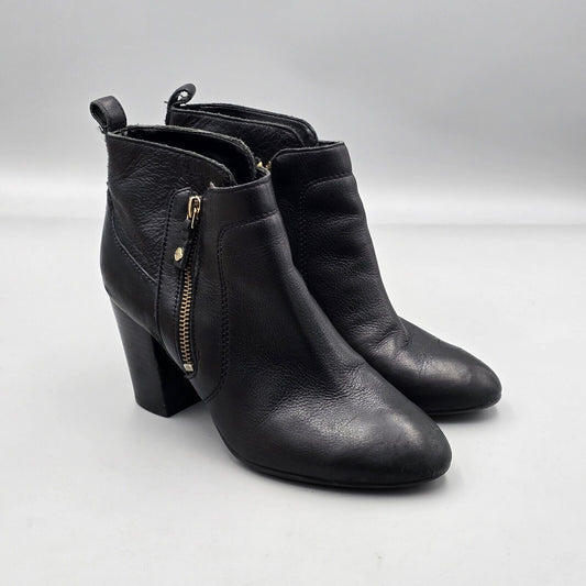 Antonio Melani Women's Size 7 M US Harlen Black Leather Double Zip Ankle Booties