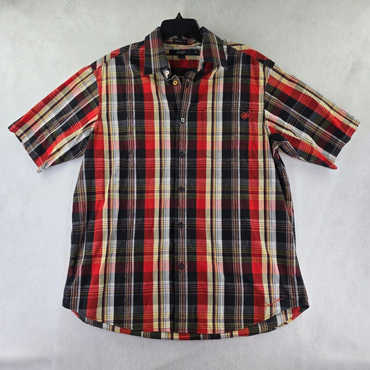 Sean Jean Men's Size XL VGC Cotton Plaid Short Sleeve Button Up Shirt W/ Pocket