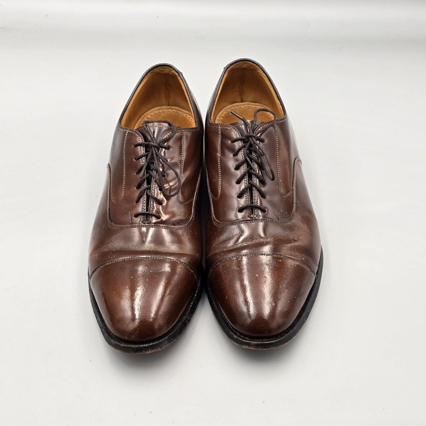 Johnson & Murphy Mens Size 11 D Optima Brown Leather Cap Toe Oxfords Dress Shoes