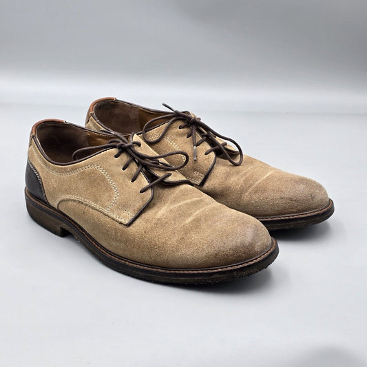 Johnston & Murphy Mens Size 9 US Copeland Tan Suede Sheepskin Crepe Sole Oxfords