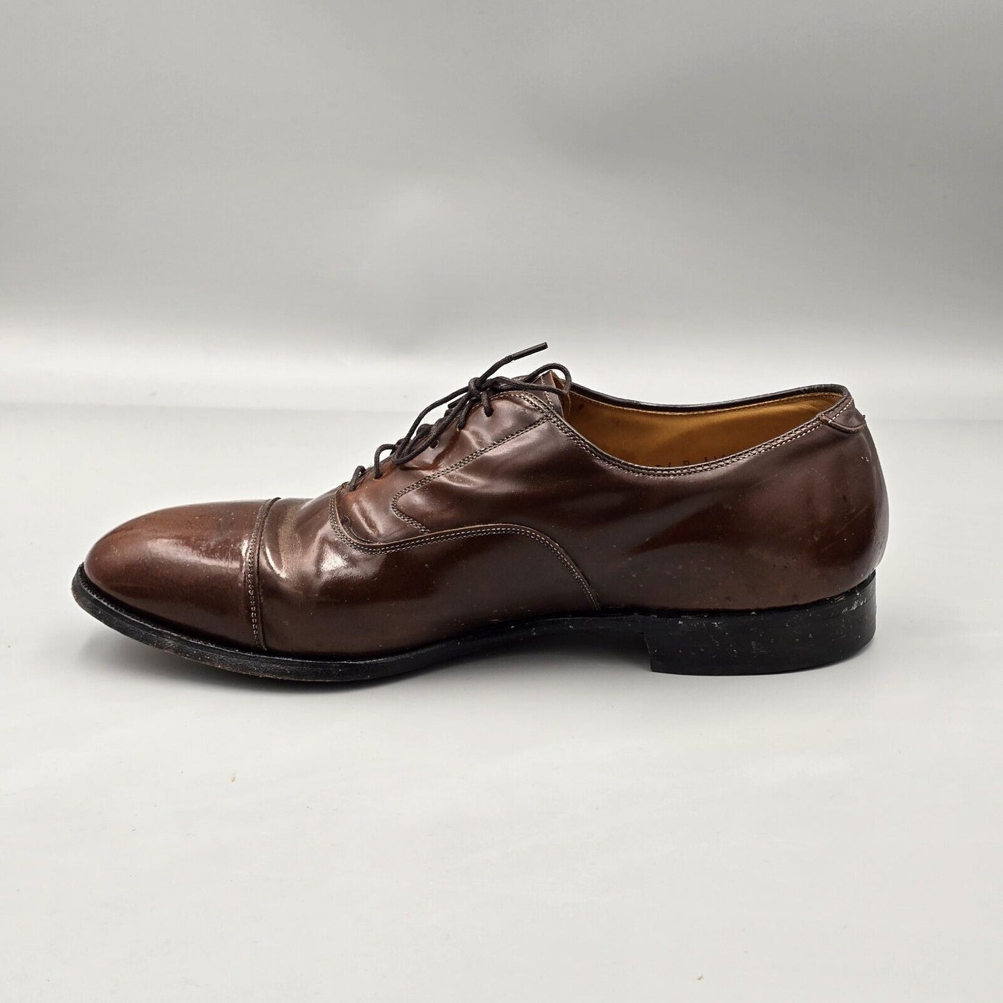 Johnson & Murphy Mens Size 11 D Optima Brown Leather Cap Toe Oxfords Dress Shoes