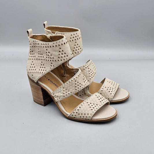 Lucky Brand Women's Size 9 US NWOB Kabbot Beige Leather High Heels Shoes Sandals