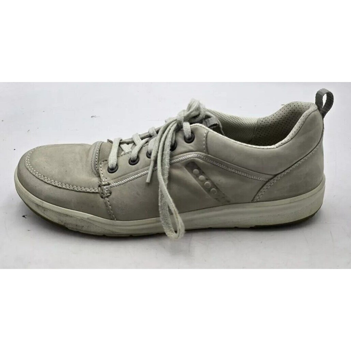 ECCO Men's Size 9 US 43 EU Beige Gray Leather Lace Up Sneakers Shoes