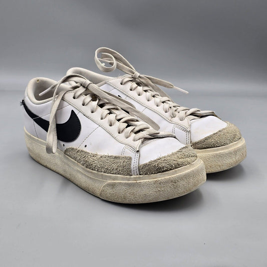 Nike Women's Size 9 US Blazer Low Platform White Leather Lace Up Shoes Sneakers