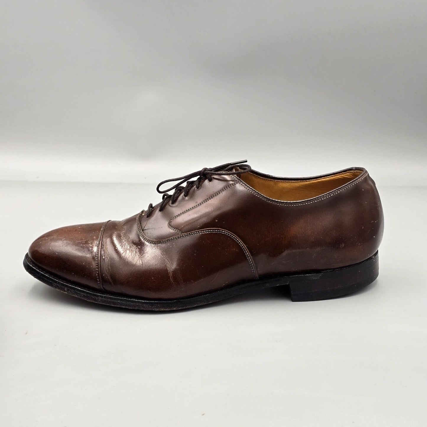 Johnson & Murphy Mens Size 11 D Optima Brown Leather Cap Toe Oxfords Dress Shoes