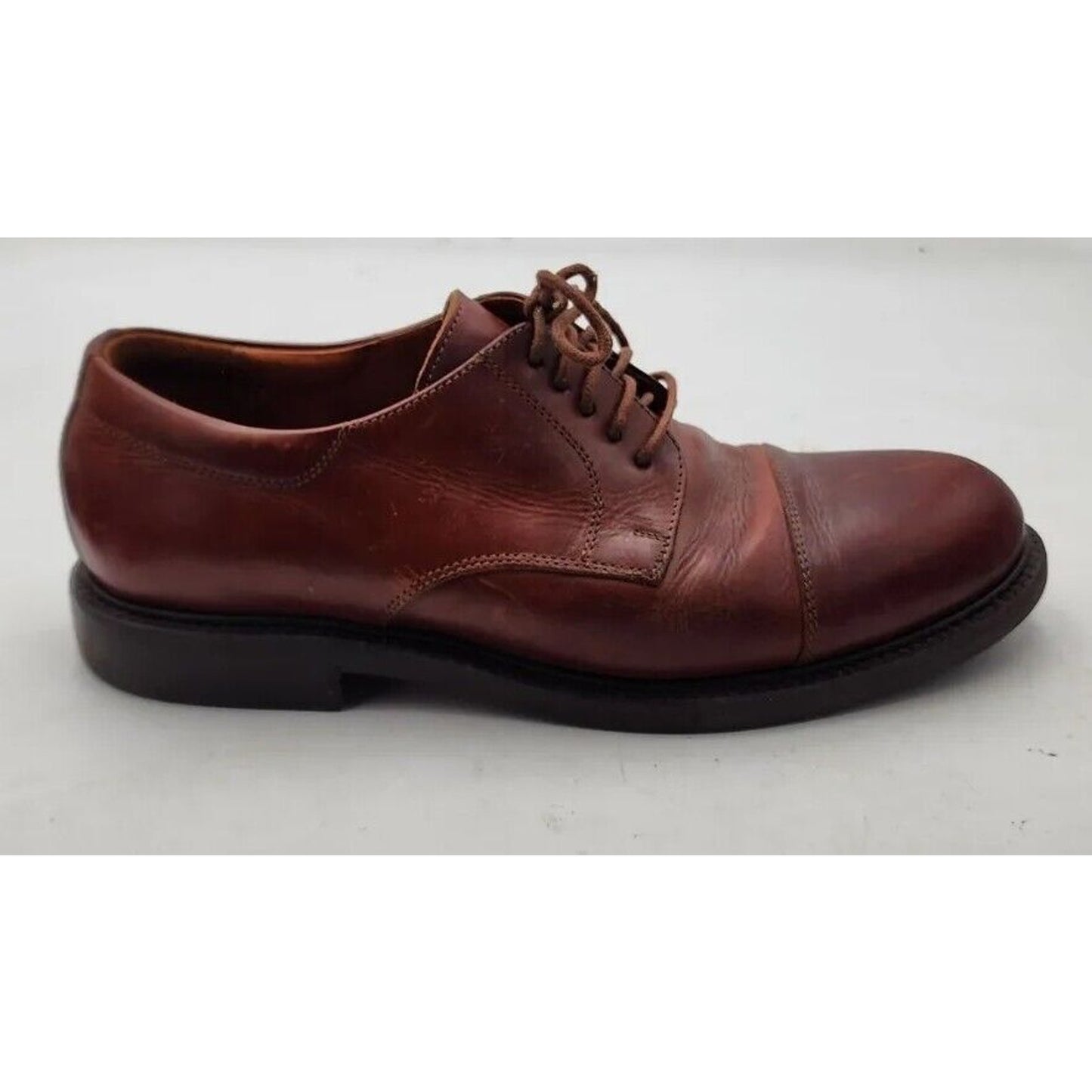 Johnston & Murphy Mens Size 10.5 Handcrafted Brown Leather Cap Toe Oxfords Shoes