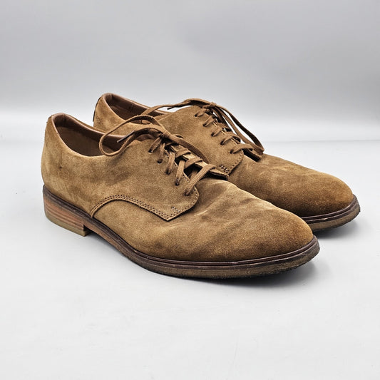Clarks Men's Size 13 M Tan Suede Crepe Sole Casual Dress Oxfords READ