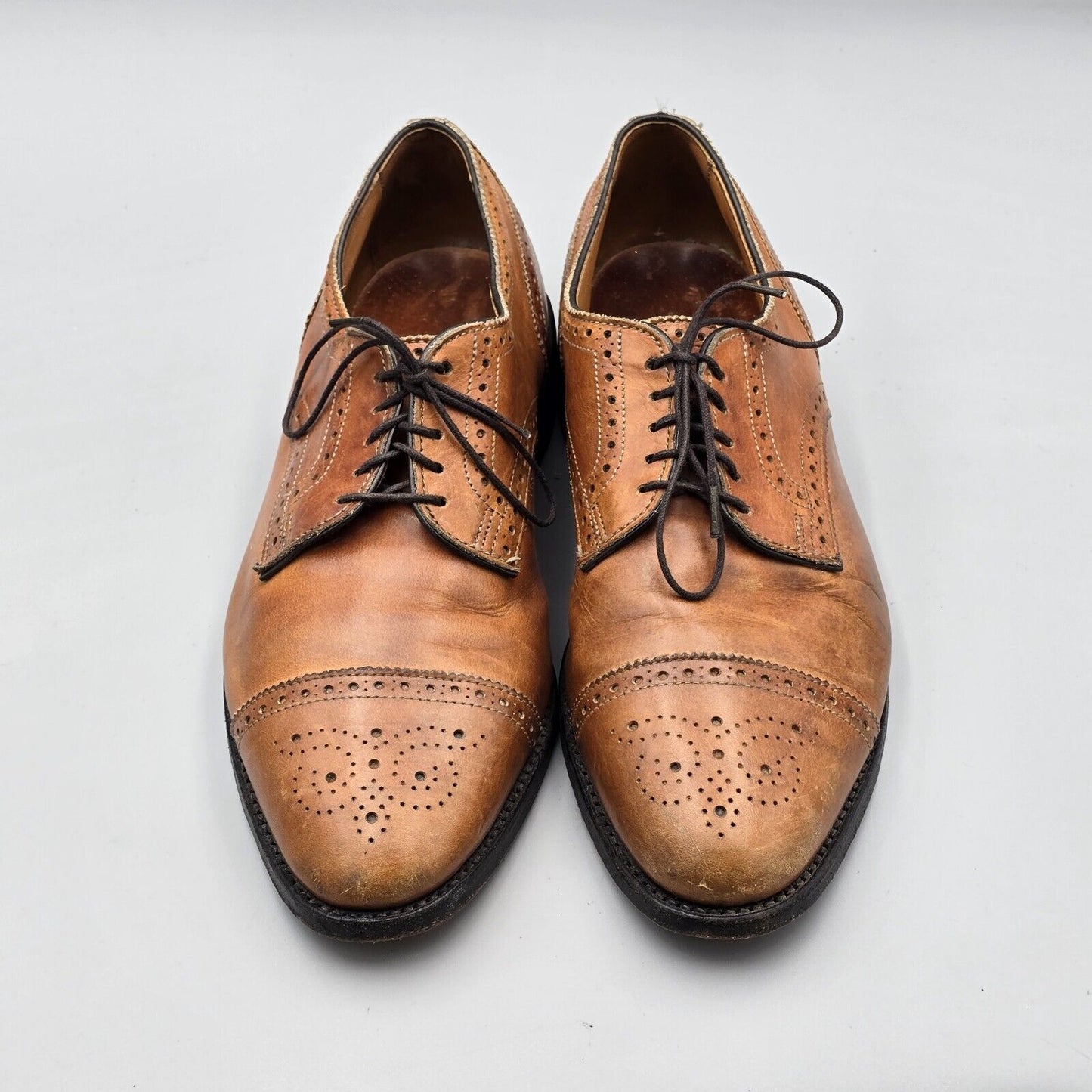 Allen Edmonds Men's Size 9 C Sanford Brown Cap Toe Brogue Oxford Dress Shoes