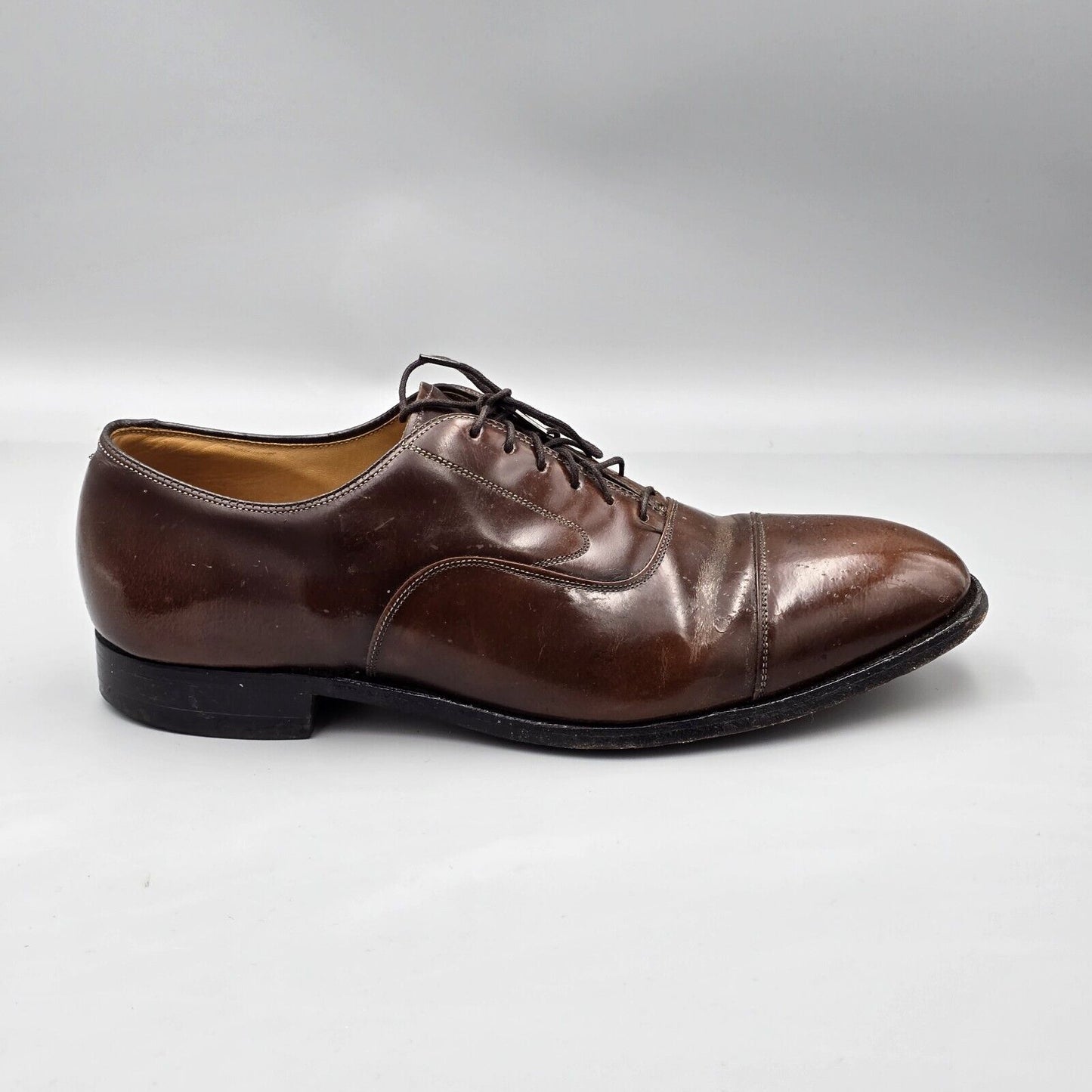 Johnson & Murphy Mens Size 11 D Optima Brown Leather Cap Toe Oxfords Dress Shoes