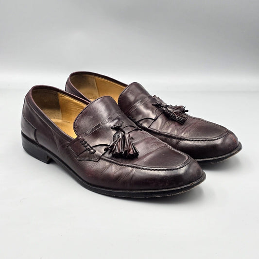 Johnston & Murphy Men's Size 12 M Burgundy Leather Tassel Loafers Made In Italy