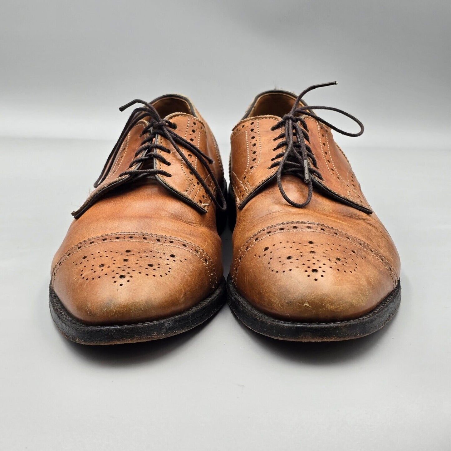 Allen Edmonds Men's Size 9 C Sanford Brown Cap Toe Brogue Oxford Dress Shoes