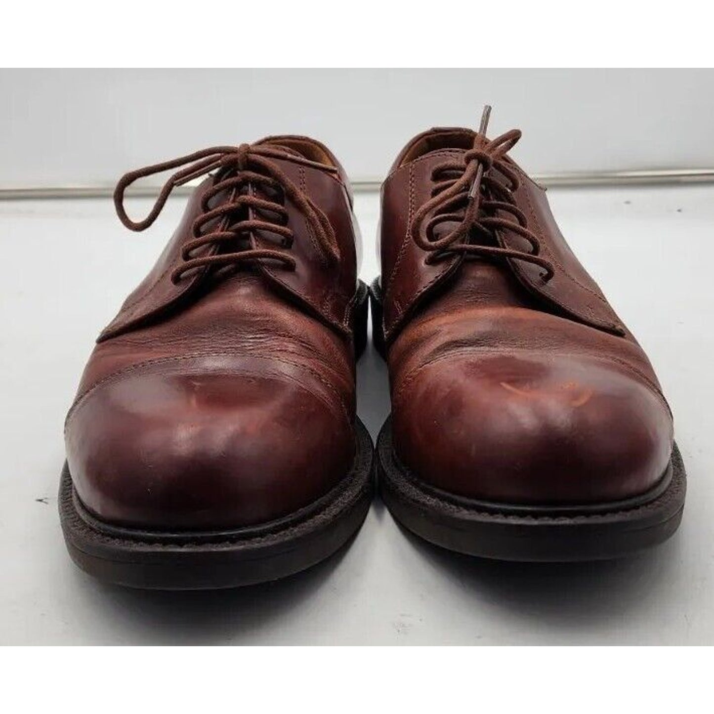 Johnston & Murphy Mens Size 10.5 Handcrafted Brown Leather Cap Toe Oxfords Shoes