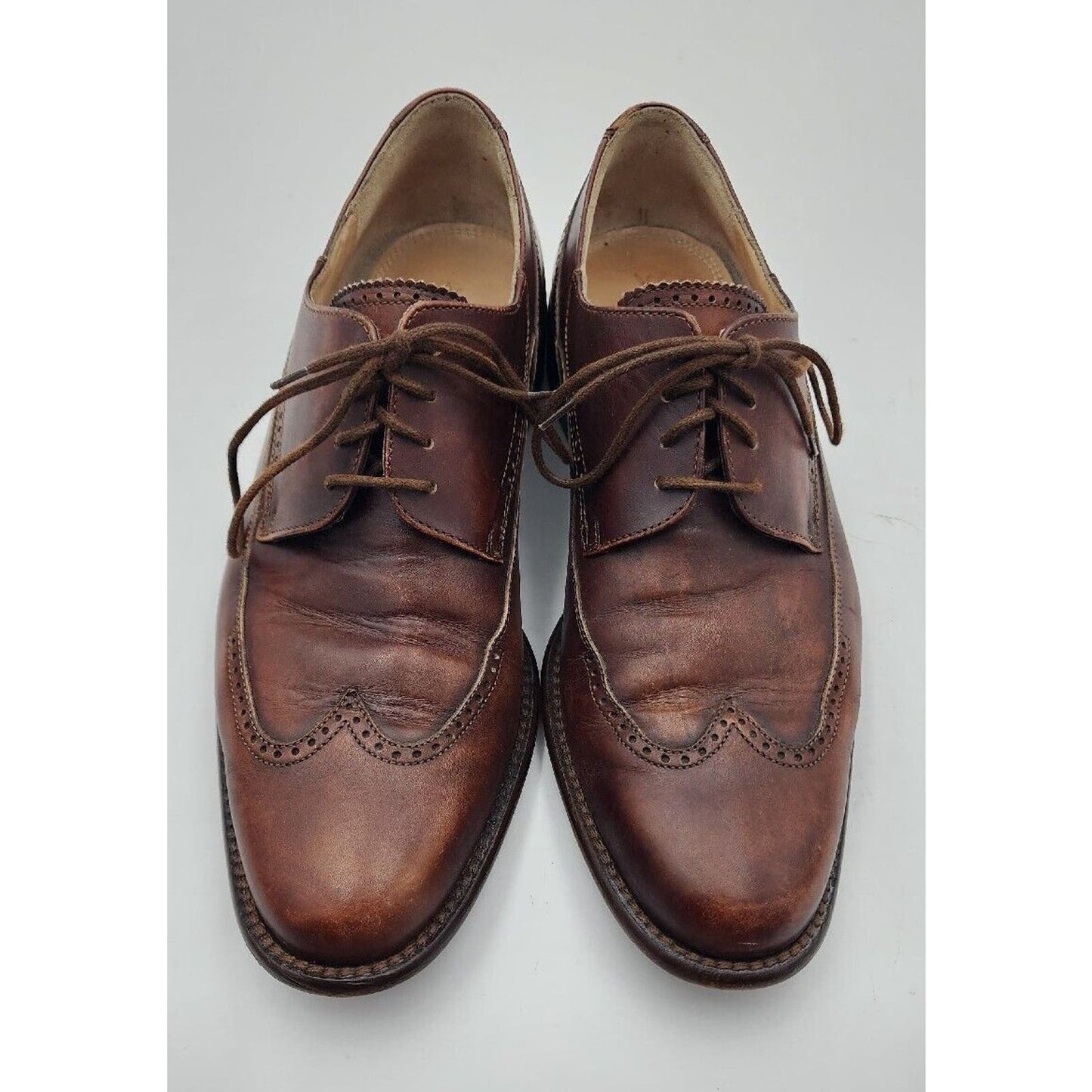 Martin Dingman Made In Italy Brown Leather Lace Up Oxford Shoes Mens Size 8.5 US