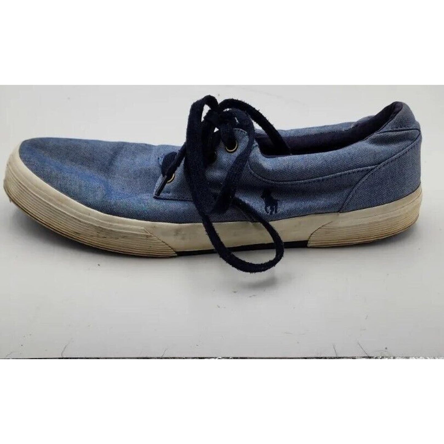 Polo Ralph Lauren Felton Blue Canvas Lace Up Boat Shoes Men's Size 12 D US