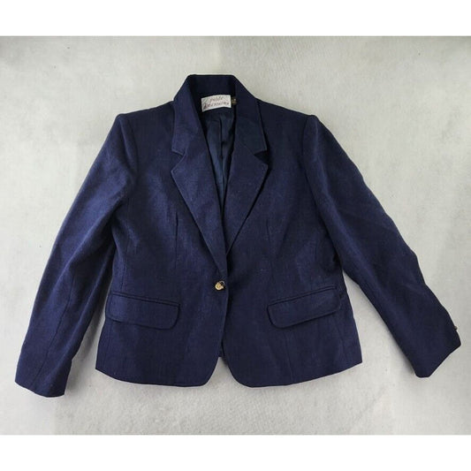 Vintage Petite Dimensions Navy 1 Gold Button Suit Jacket Blazer Women's Size 12