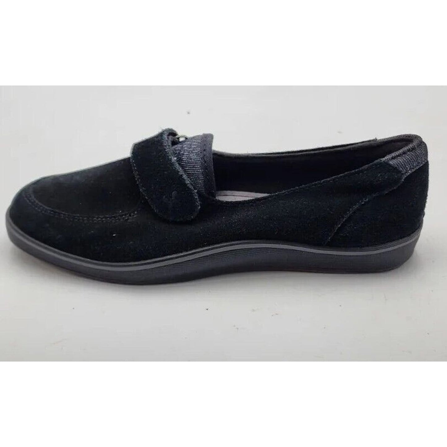 Grasshoppers Black Suede Strap Pull On Loafers Shoes Women's Size 7.5 M US EUC