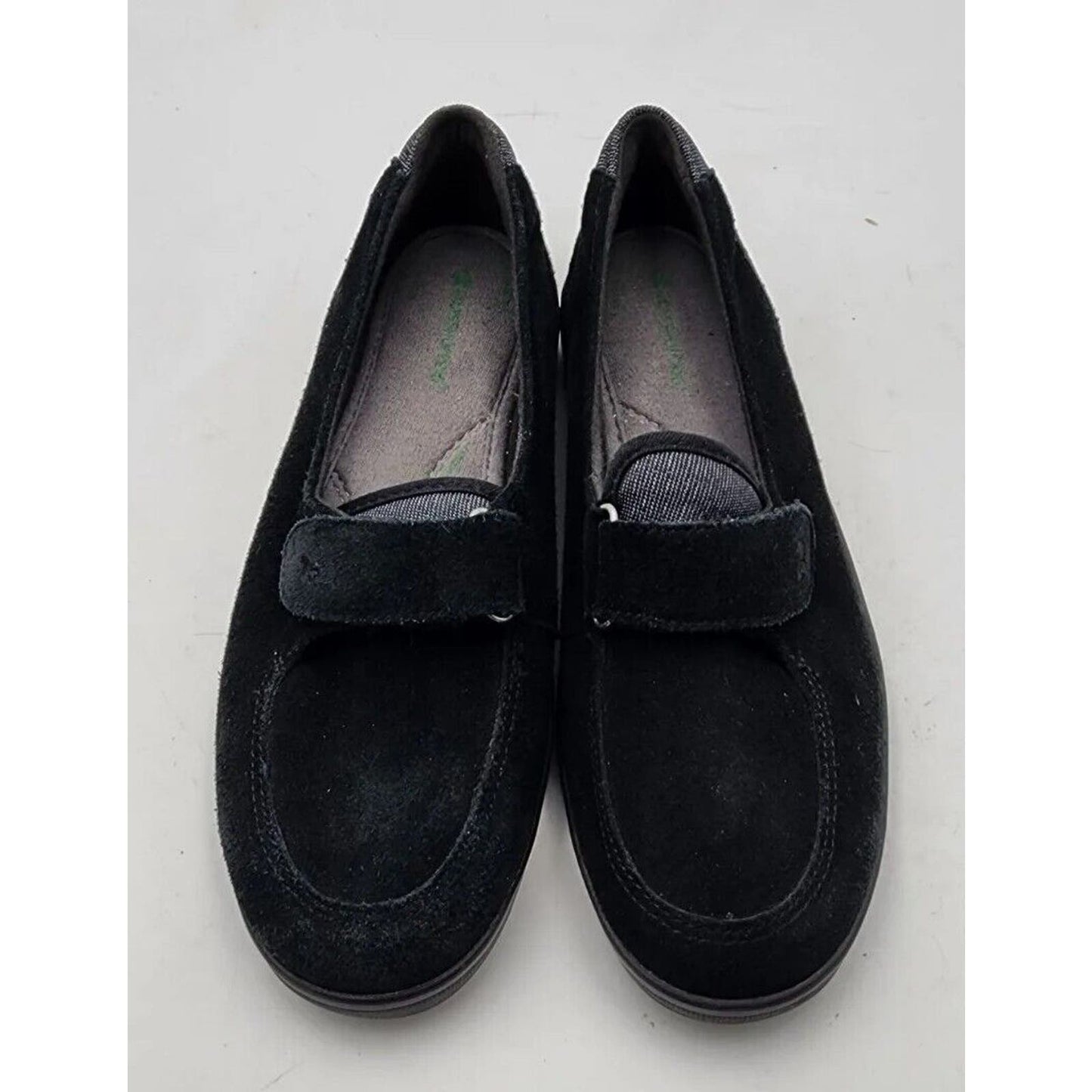 Grasshoppers Black Suede Strap Pull On Loafers Shoes Women's Size 7.5 M US EUC