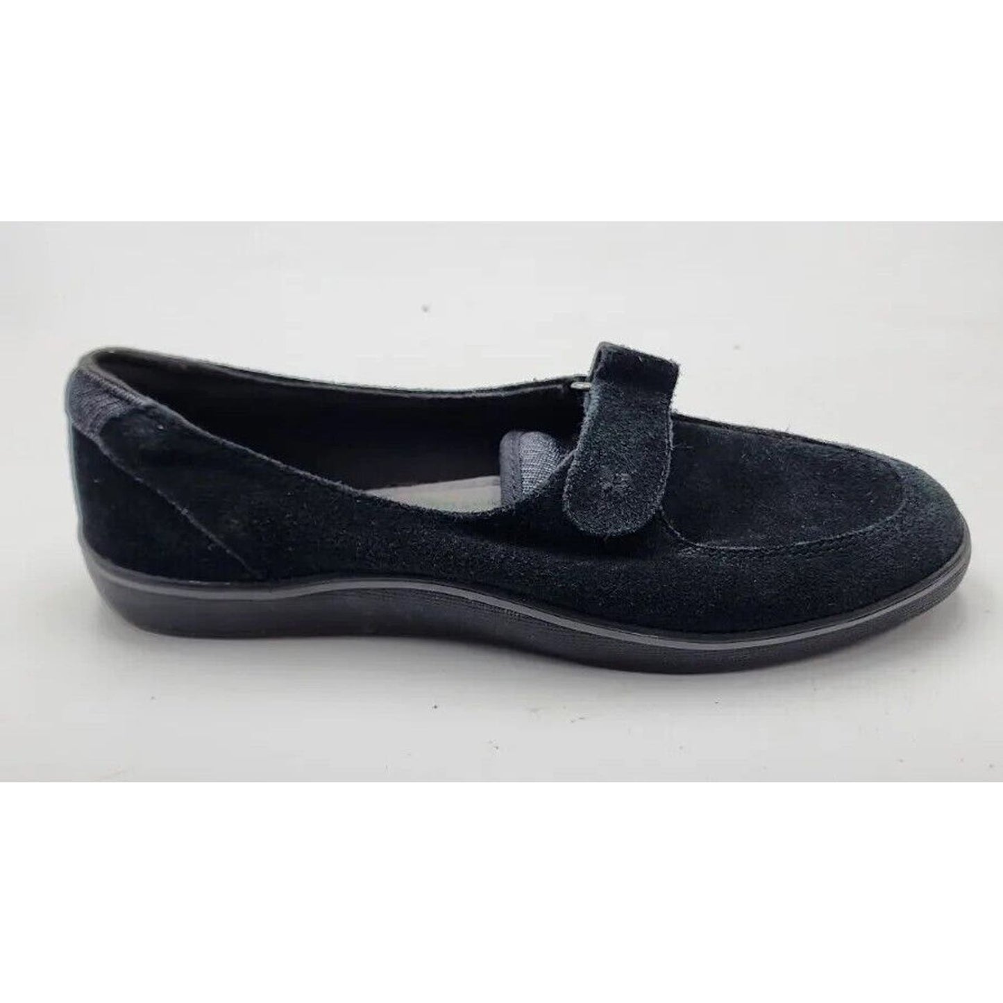 Grasshoppers Black Suede Strap Pull On Loafers Shoes Women's Size 7.5 M US EUC