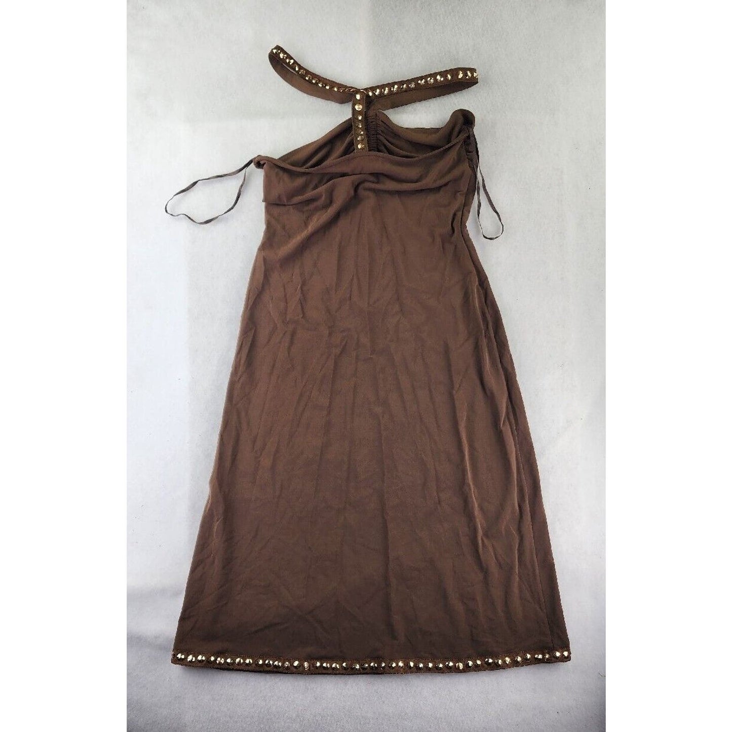 Tracy Reese New York Sleeveless Dress Brown W Gold Sequins Studs Women's Size 8