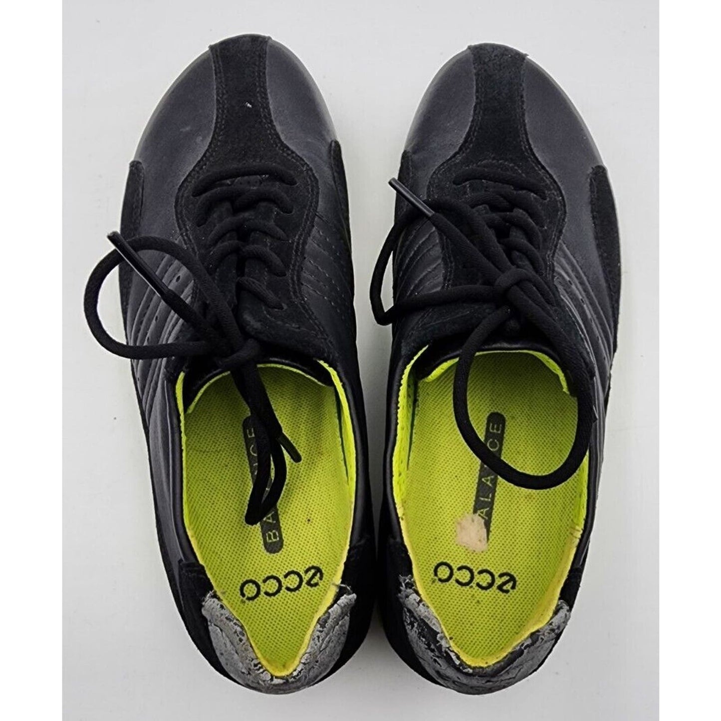 Ecco Balance Athletic Shoe Black Green Leather Women's Size EU 36 US 5