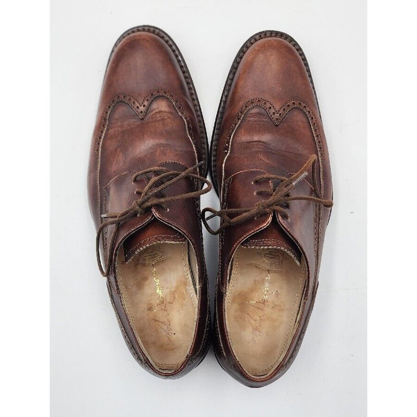 Martin Dingman Made In Italy Brown Leather Lace Up Oxford Shoes Mens Size 8.5 US