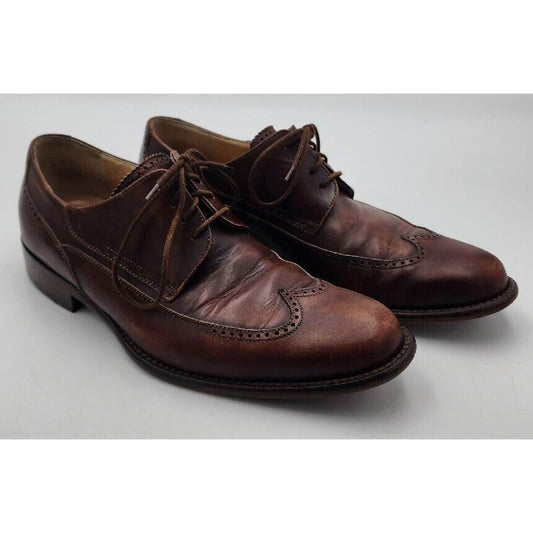 Martin Dingman Made In Italy Brown Leather Lace Up Oxford Shoes Mens Size 8.5 US