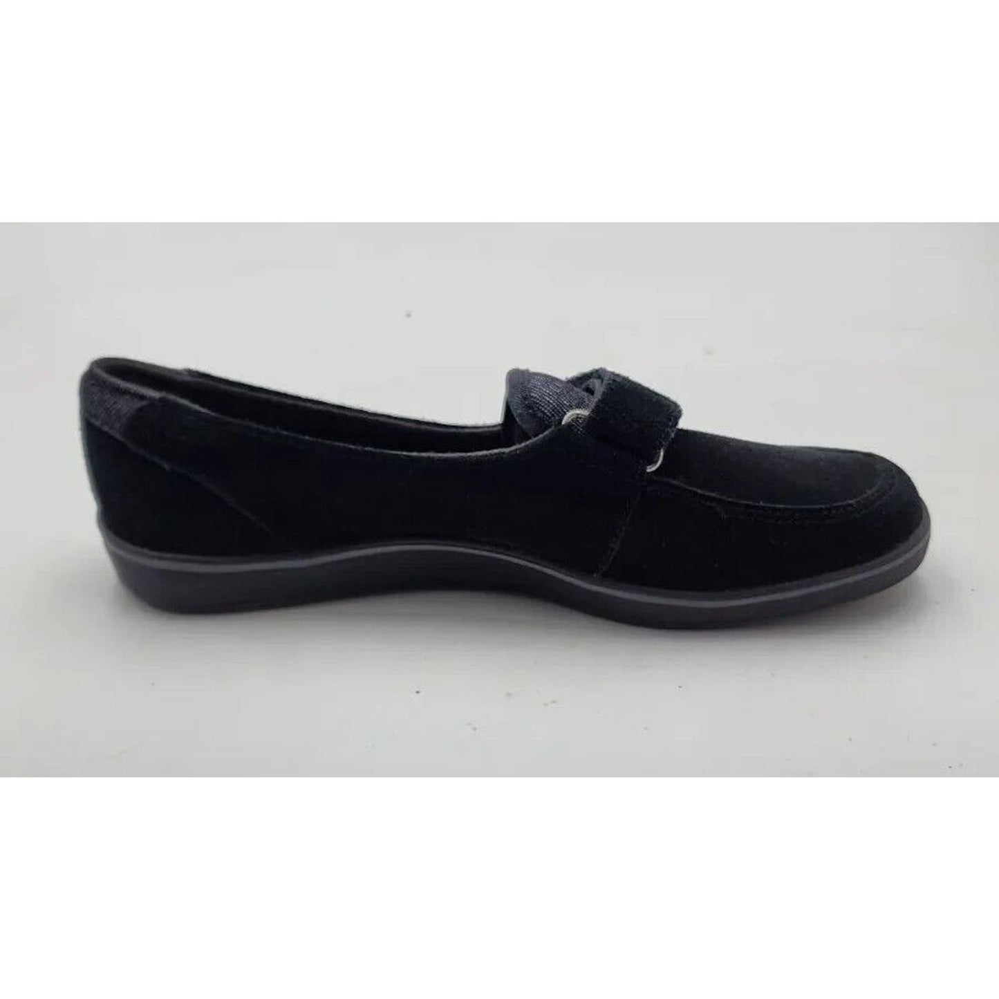 Grasshoppers Black Suede Strap Pull On Loafers Shoes Women's Size 7.5 M US EUC