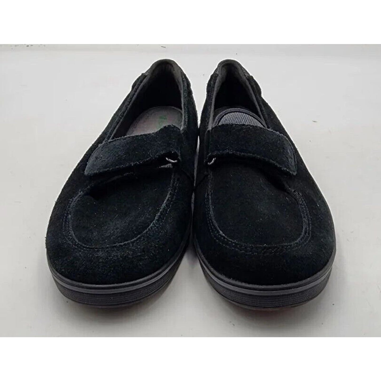 Grasshoppers Black Suede Strap Pull On Loafers Shoes Women's Size 7.5 M US EUC