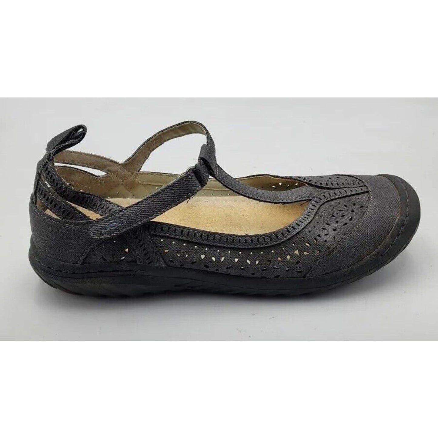 JBU By Jambu Sadie Gray T-Strap Memory Foam Sandals Shoes Women's Size 9 M US