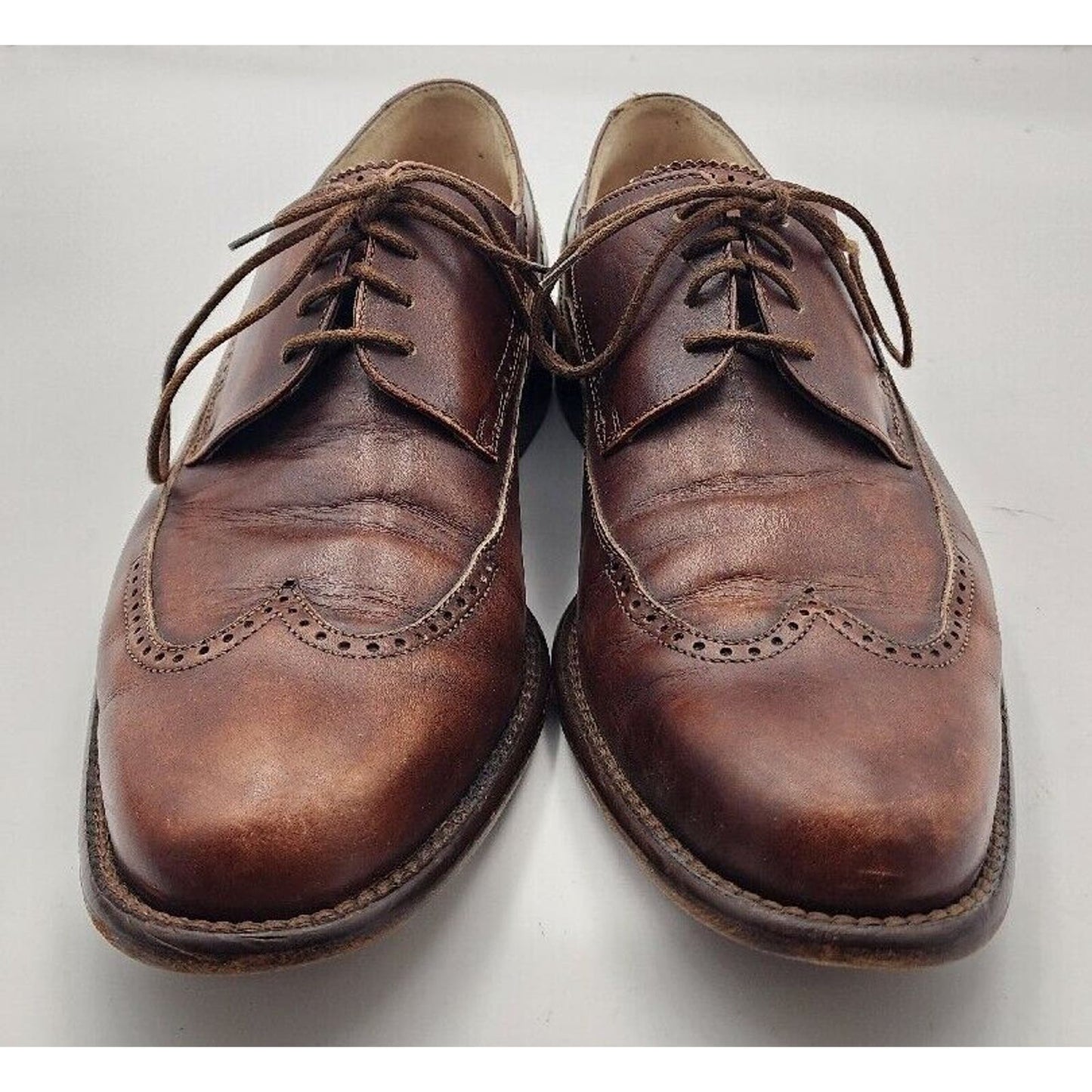 Martin Dingman Made In Italy Brown Leather Lace Up Oxford Shoes Mens Size 8.5 US