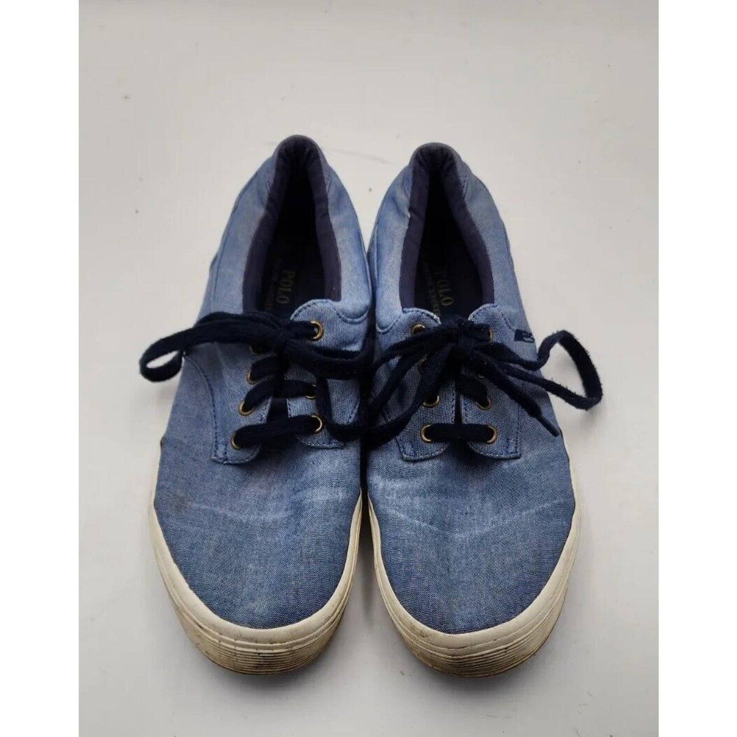 Polo Ralph Lauren Felton Blue Canvas Lace Up Boat Shoes Men's Size 12 D US