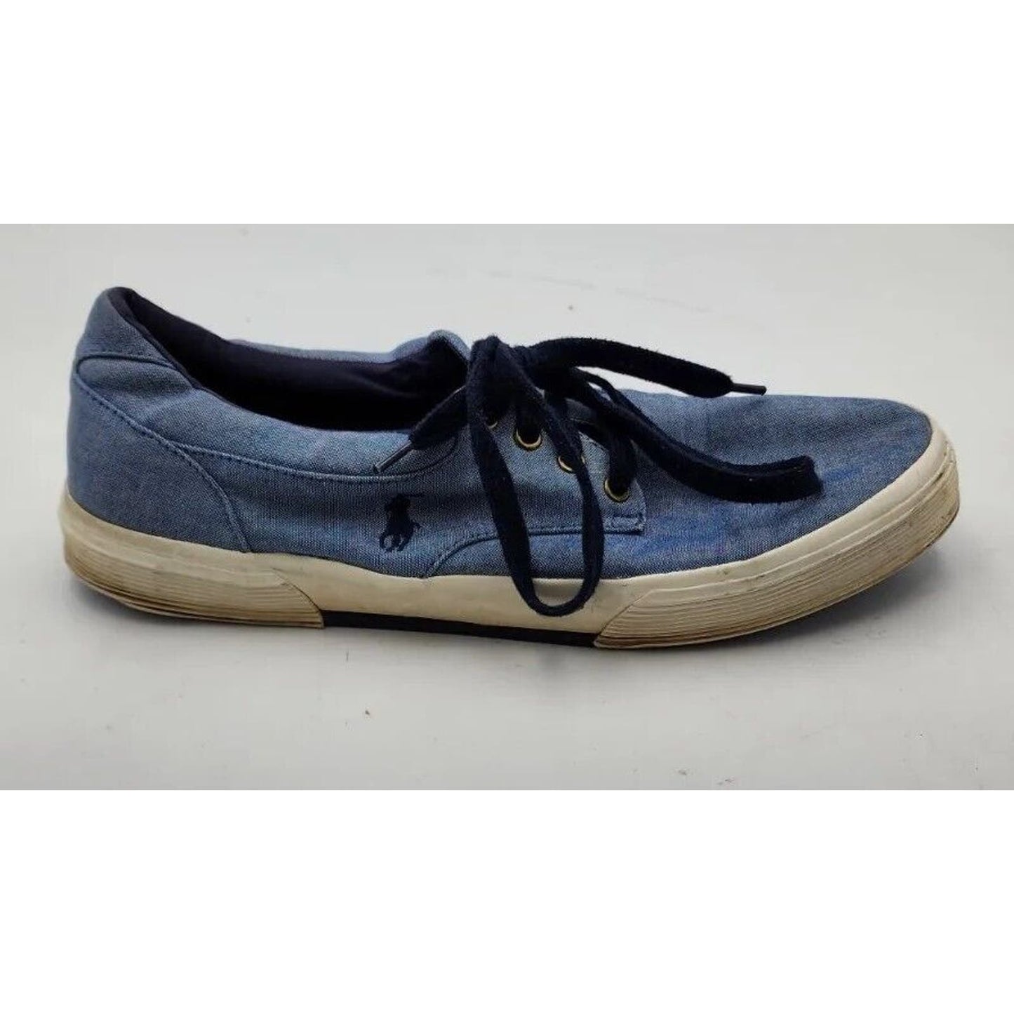 Polo Ralph Lauren Felton Blue Canvas Lace Up Boat Shoes Men's Size 12 D US