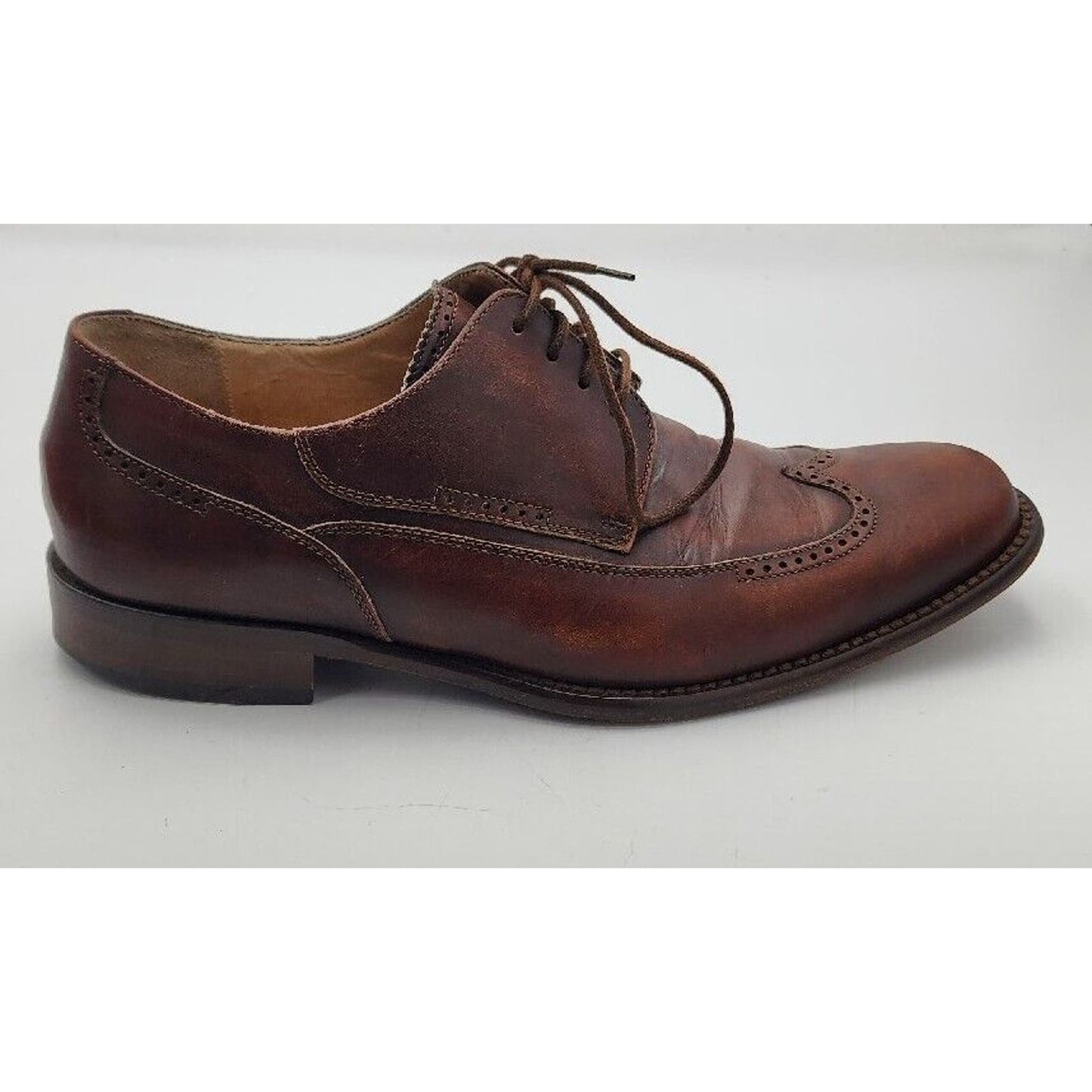 Martin Dingman Made In Italy Brown Leather Lace Up Oxford Shoes Mens Size 8.5 US