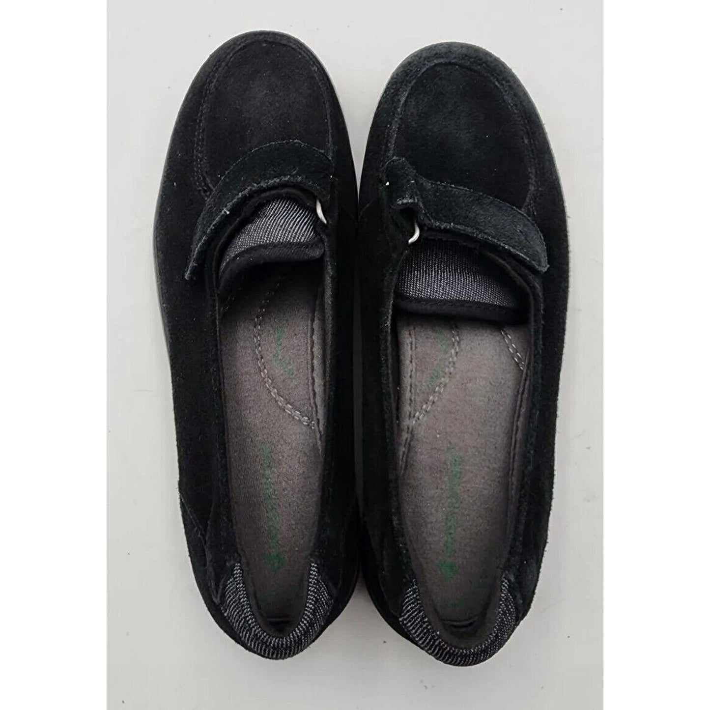 Grasshoppers Black Suede Strap Pull On Loafers Shoes Women's Size 7.5 M US EUC